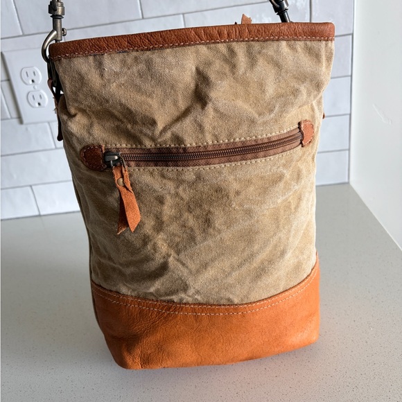 The Original Peace and Patience Sustainable Canvas Leather Crossbody Bag purse - Picture 4 of 8